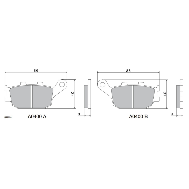 Remblokken NISSIN semi-metallische samenstelling 86x40x9 mm 2 stuks