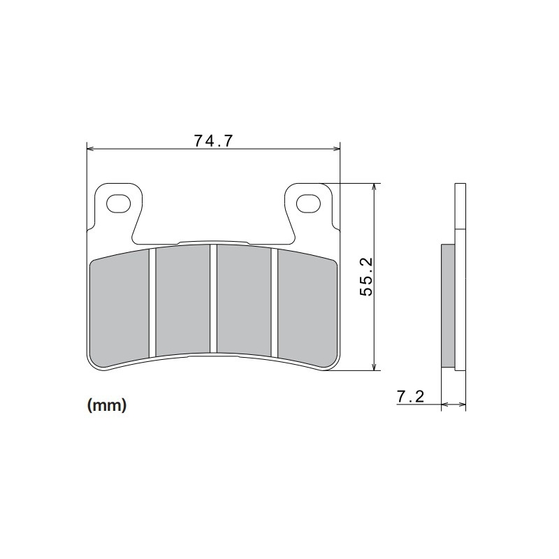 Remblokken NISSIN semi-metallische samenstelling 74,7x55,2x7,2 mm 2 stuks