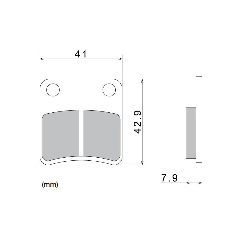 Remblokken NISSIN semi-metallische samenstelling 41x42,9x7,9 mm 2 stuks