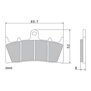 Remblokken NISSIN semi-metallische samenstelling 89,7x52x8 mm 2 stuks