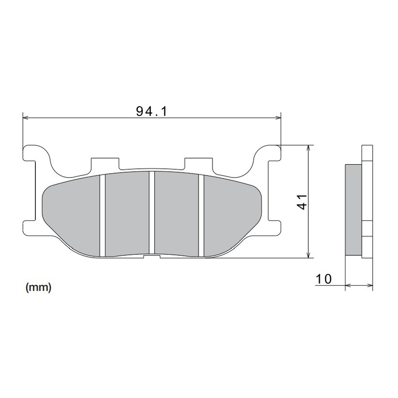 Remblokken NISSIN semi-metallische samenstelling 94,1x41x10 mm 2 stuks