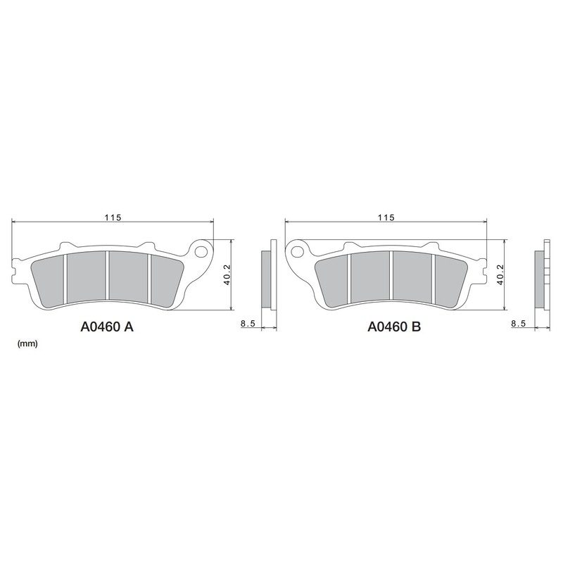 Remblokken NISSIN semi-metallische samenstelling 115x40,2x8,5 mm 2 stuks