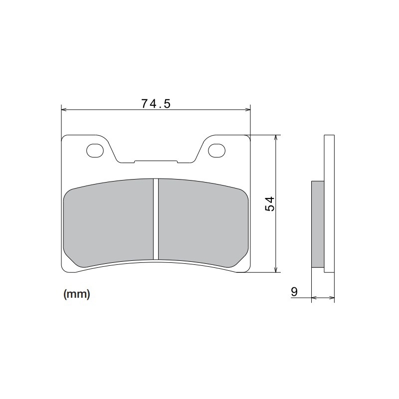 Remblokken NISSIN semi-metallische samenstelling 74,5x54x9 mm 2 stuks