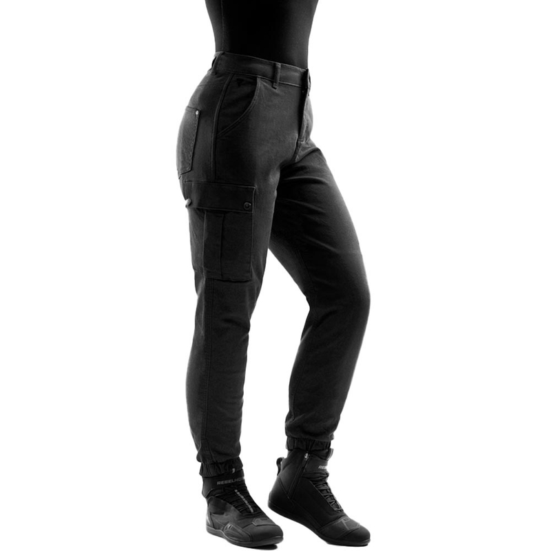 Rebelhorn Faster cropped motorjeans voor dames, zwart