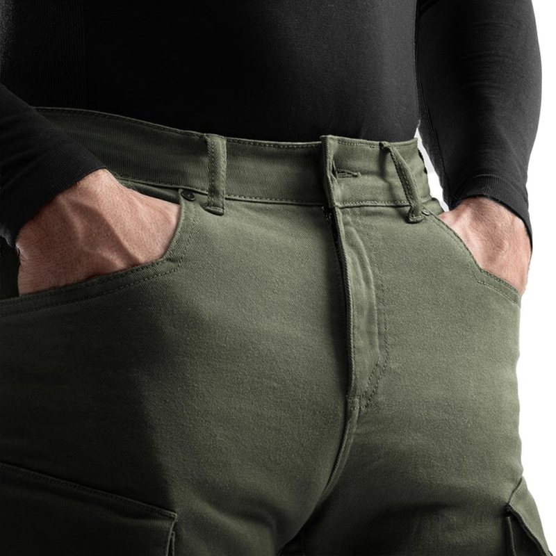 Rebelhorn Faster cropped motorjeans groen