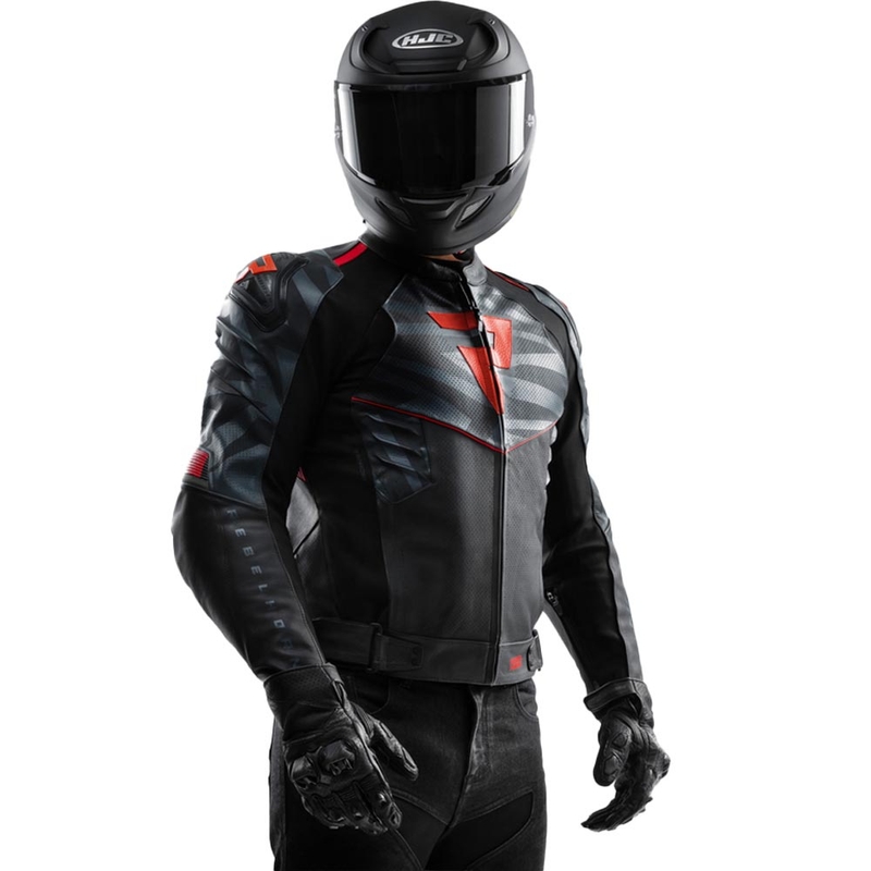 Rebelhorn Vandal 2 leren motorjas zwart-grijs-fluorrood