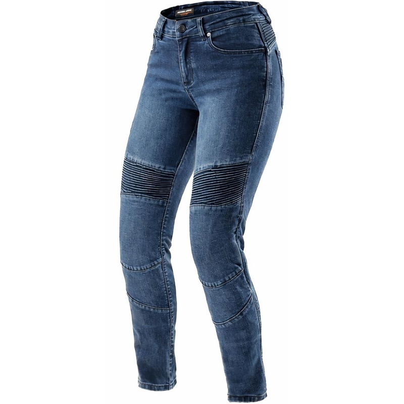 Dames motorjeans Rebelhorn Agness 2 Mono gewassen blauw