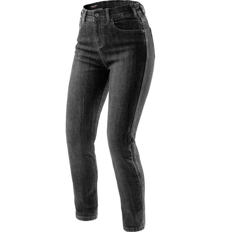 Rebelhorn Classic Monolayer cropped motorjeans voor dames, gewassen zwart