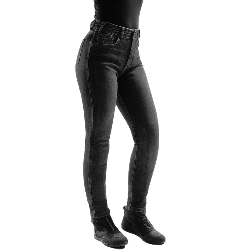 Rebelhorn Classic Monolayer cropped motorjeans voor dames, gewassen zwart