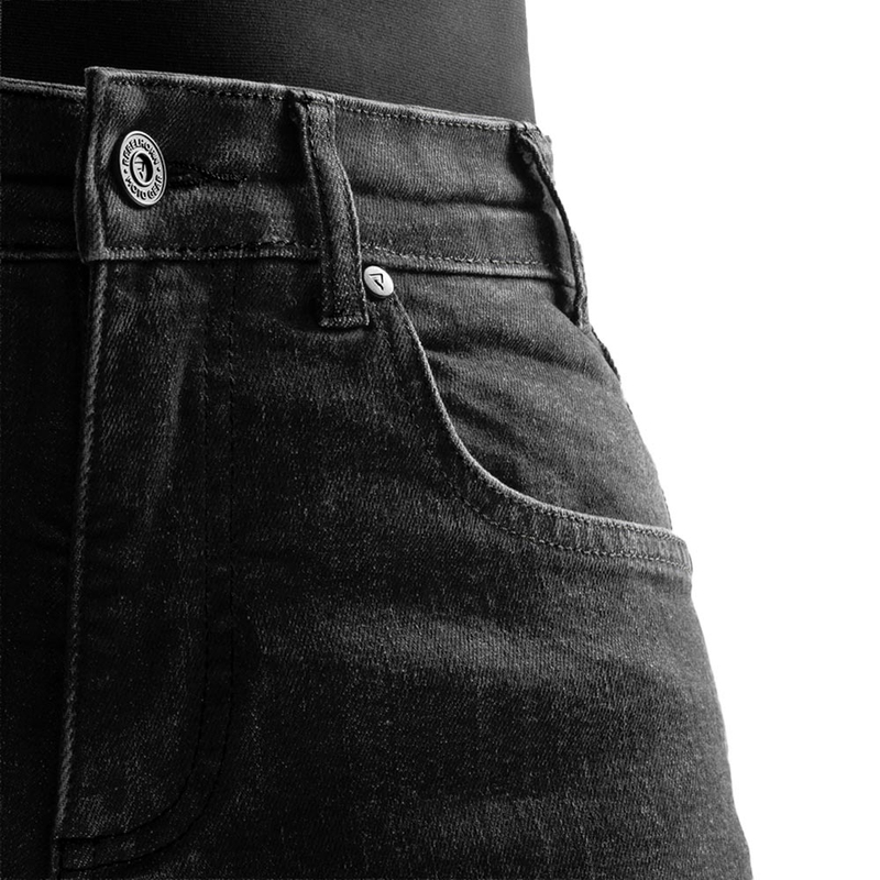 Rebelhorn Classic Monolayer cropped motorjeans voor dames, gewassen zwart
