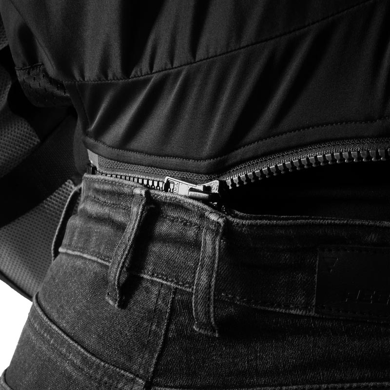 Rebelhorn Classic Monolayer cropped motorjeans voor dames, gewassen zwart