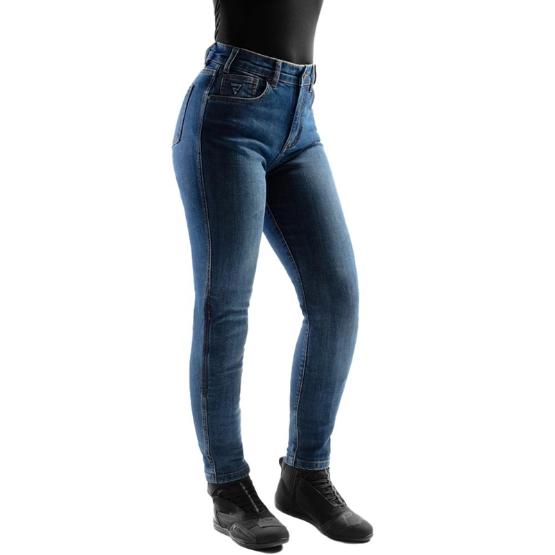 Dames motorjeans Rebelhorn Classic Monolayer gewassen blauw