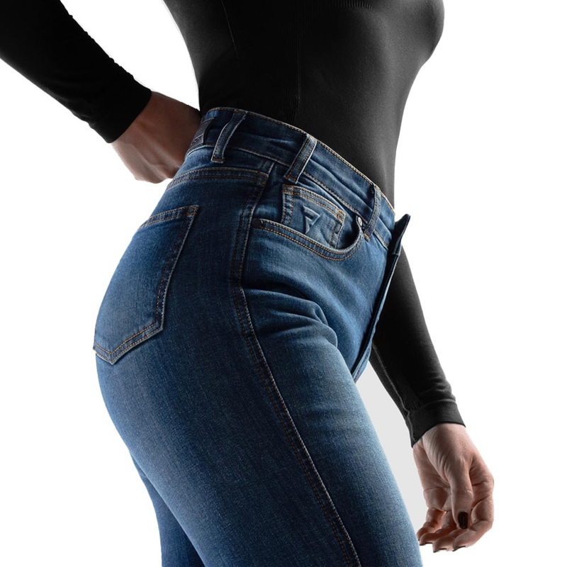 Dames motorjeans Rebelhorn Classic Monolayer gewassen blauw