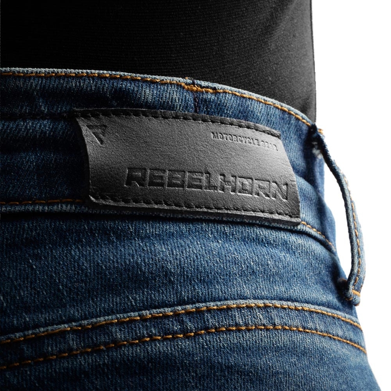 Rebelhorn Classic Monolayer cropped motorjeans voor dames, gewassen blauw