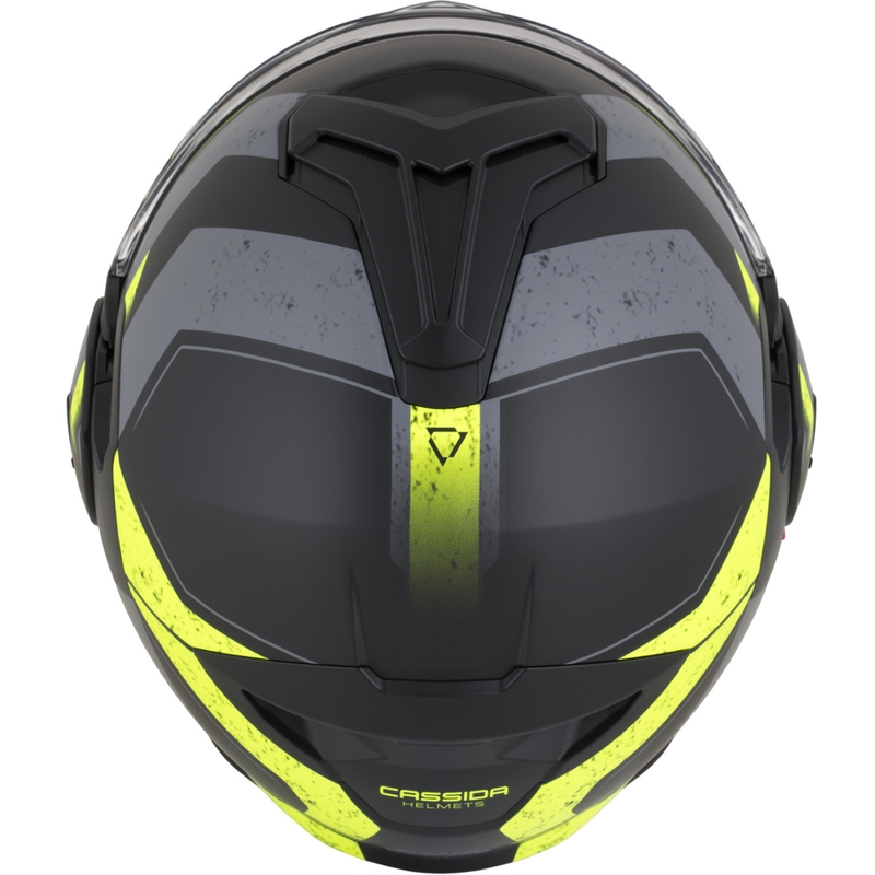 Cassida MultiFlip Korp opklapbare motorhelm, matzwart-fluorescent geel-grijs