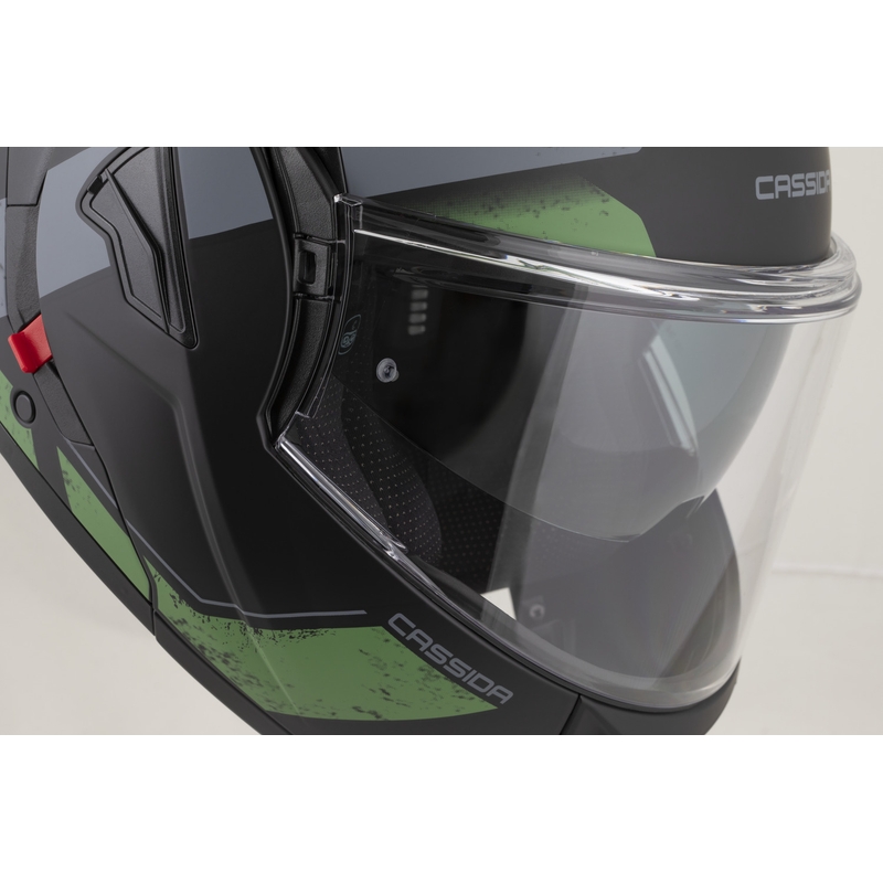Cassida MultiFlip Korp opklapbare motorhelm, matzwart-groen-grijs