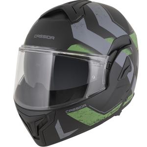 Cassida MultiFlip Korp opklapbare motorhelm, matzwart-groen-grijs