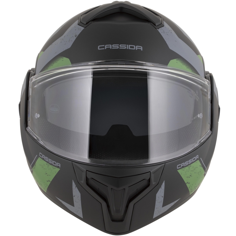 Cassida MultiFlip Korp opklapbare motorhelm, matzwart-groen-grijs