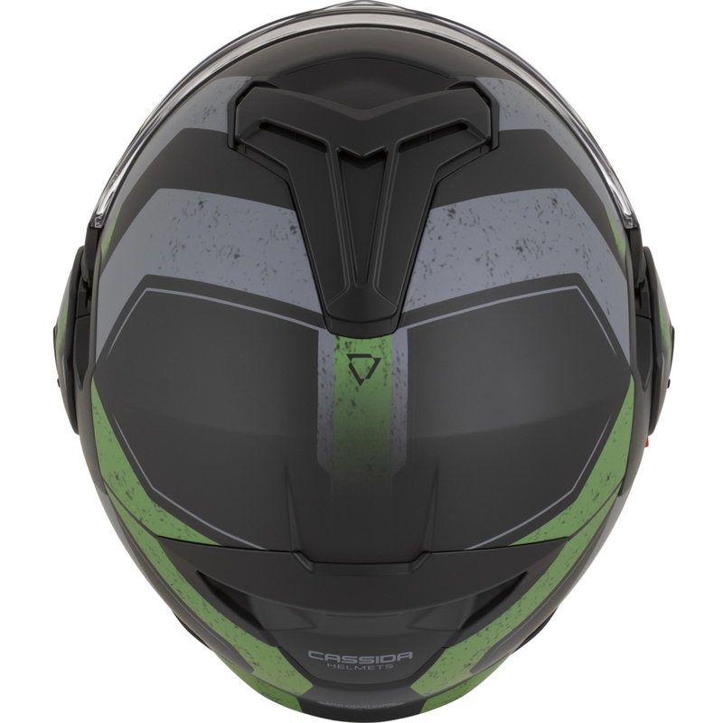 Cassida MultiFlip Korp opklapbare motorhelm, matzwart-groen-grijs