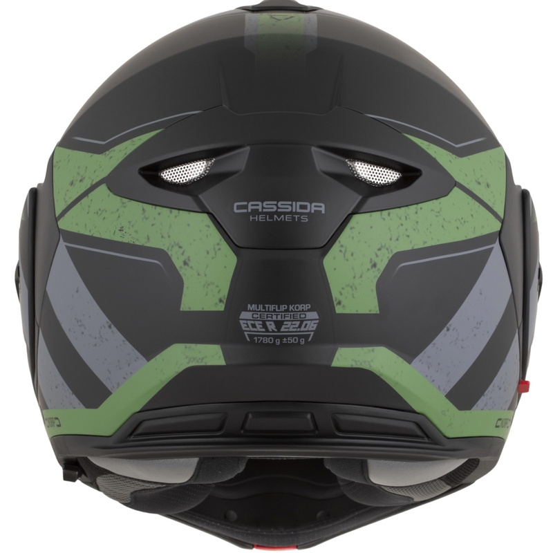 Cassida MultiFlip Korp opklapbare motorhelm, matzwart-groen-grijs