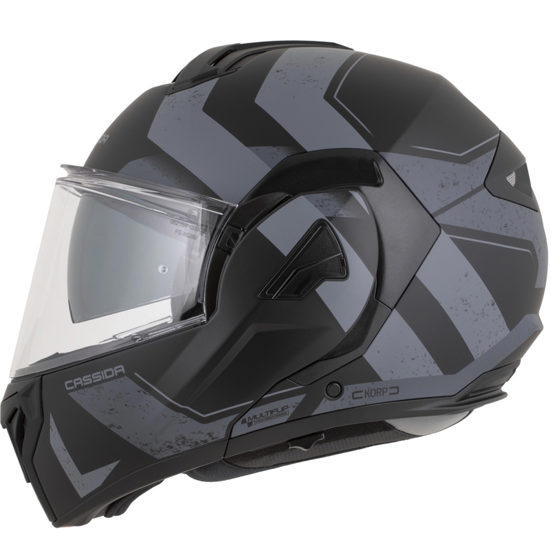 Cassida MultiFlip Korp opklapbare motorhelm matzwart-donkergrijs-grijs
