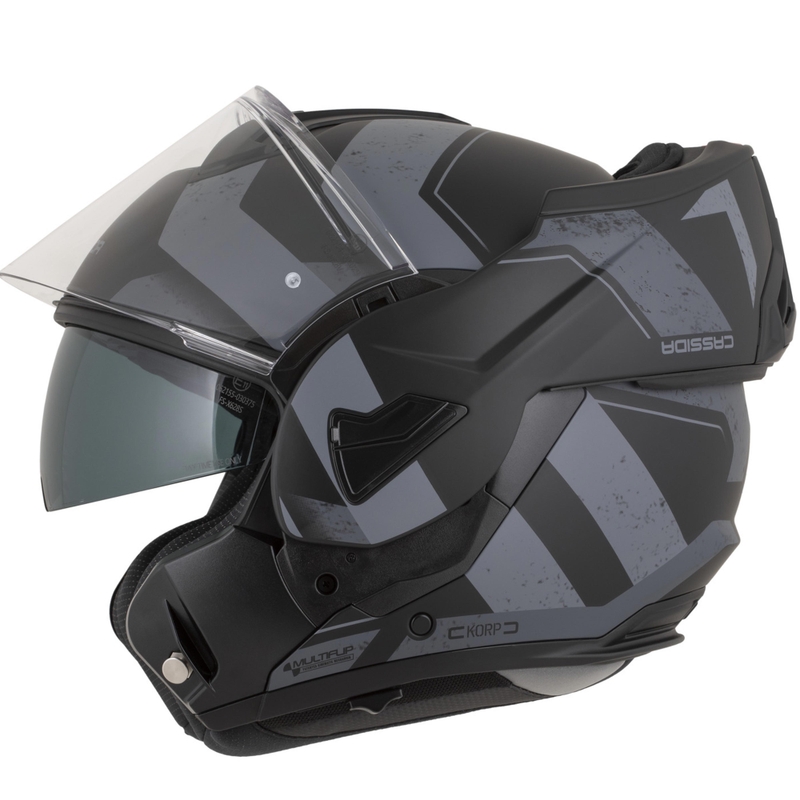 Cassida MultiFlip Korp opklapbare motorhelm matzwart-donkergrijs-grijs