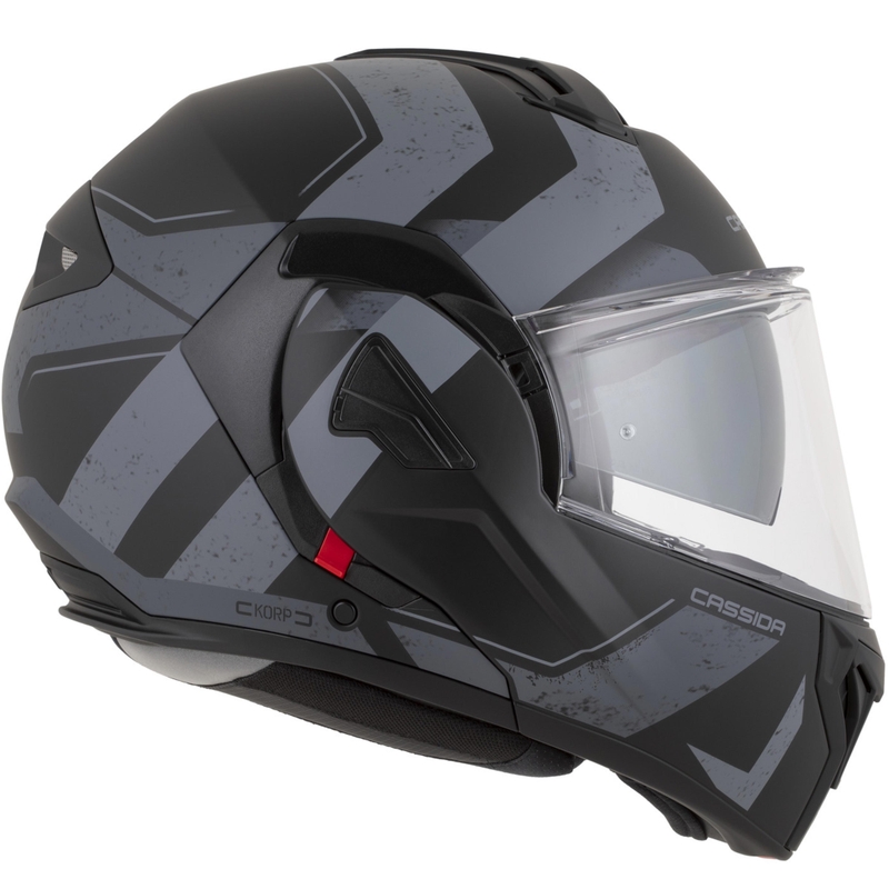 Cassida MultiFlip Korp opklapbare motorhelm matzwart-donkergrijs-grijs