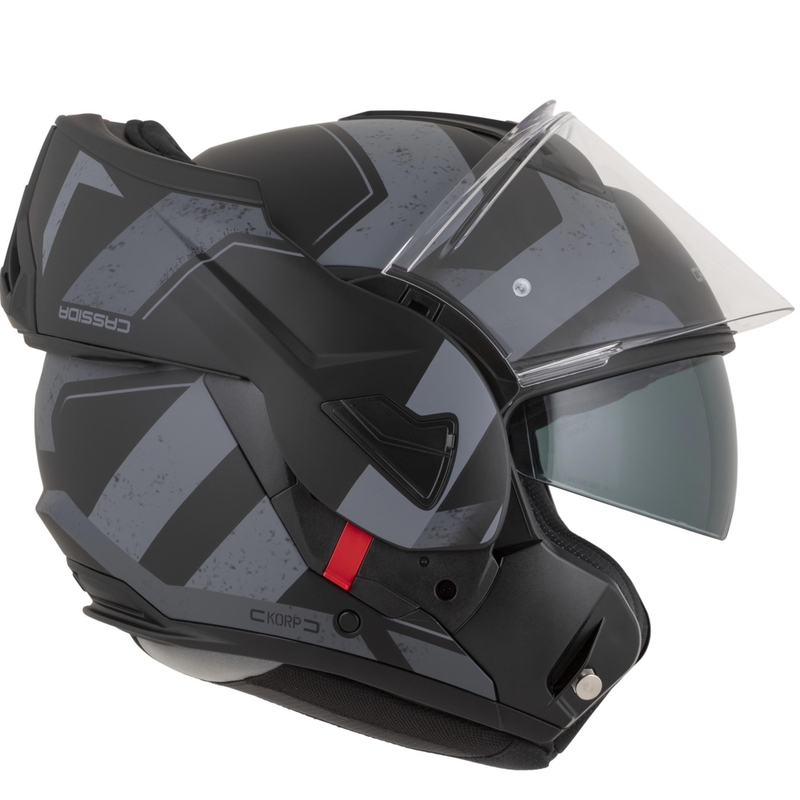 Cassida MultiFlip Korp opklapbare motorhelm matzwart-donkergrijs-grijs
