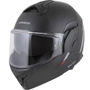 Cassida MultiFlip Korp opklapbare motorhelm, matzwart-rood-grijs