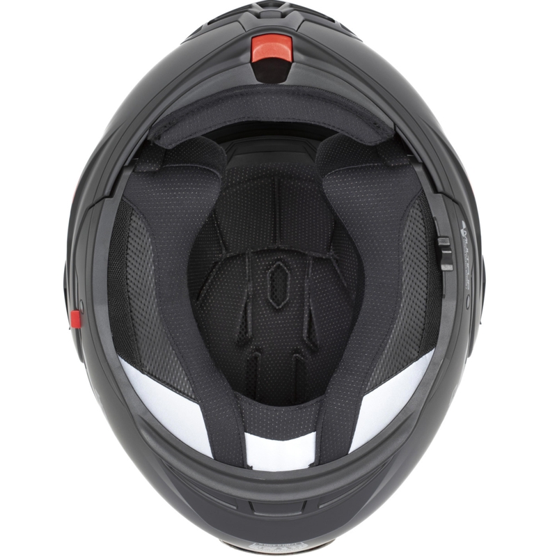 Cassida MultiFlip Korp opklapbare motorhelm, matzwart-rood-grijs