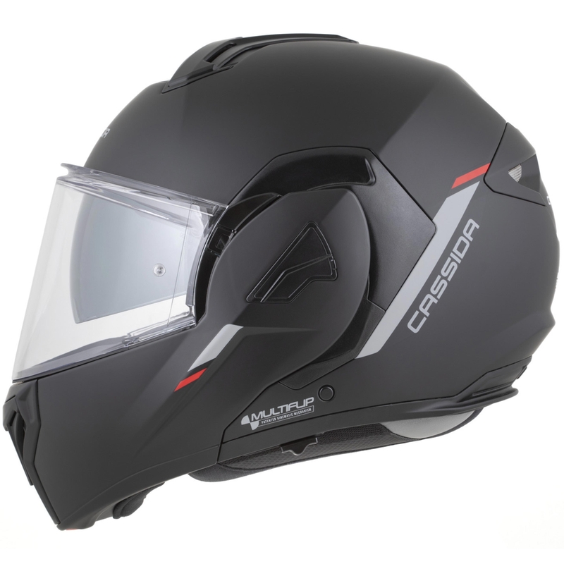 Cassida MultiFlip Korp opklapbare motorhelm, matzwart-rood-grijs