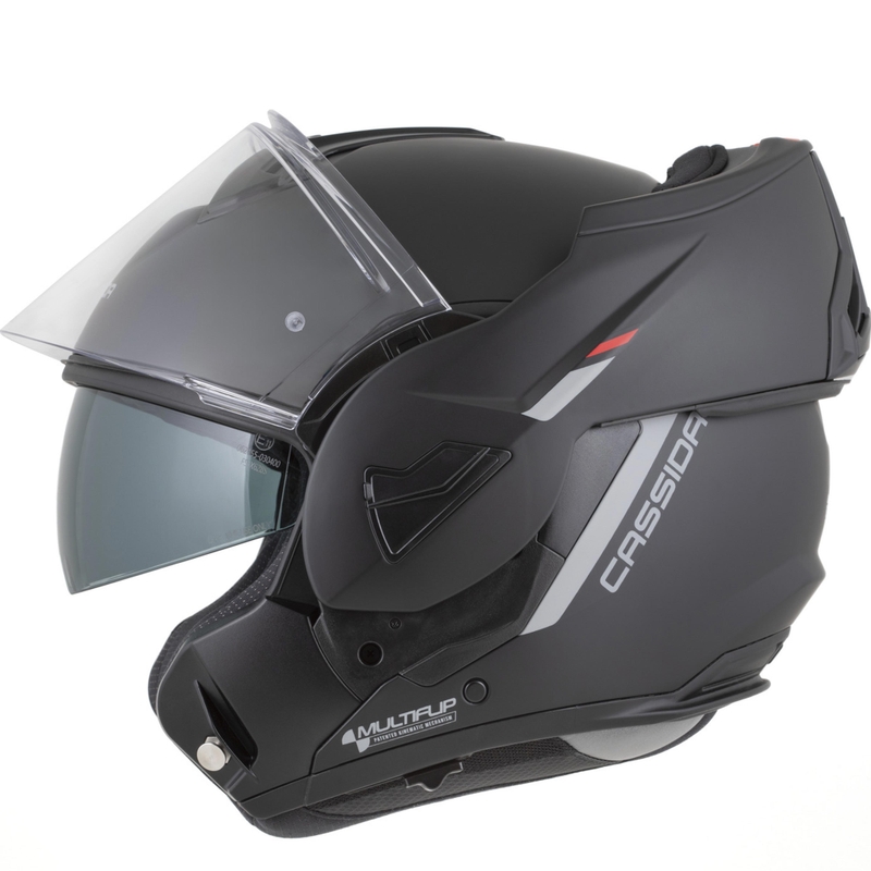 Cassida MultiFlip Korp opklapbare motorhelm, matzwart-rood-grijs