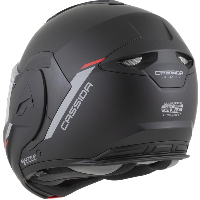 Cassida MultiFlip Korp opklapbare motorhelm, matzwart-rood-grijs