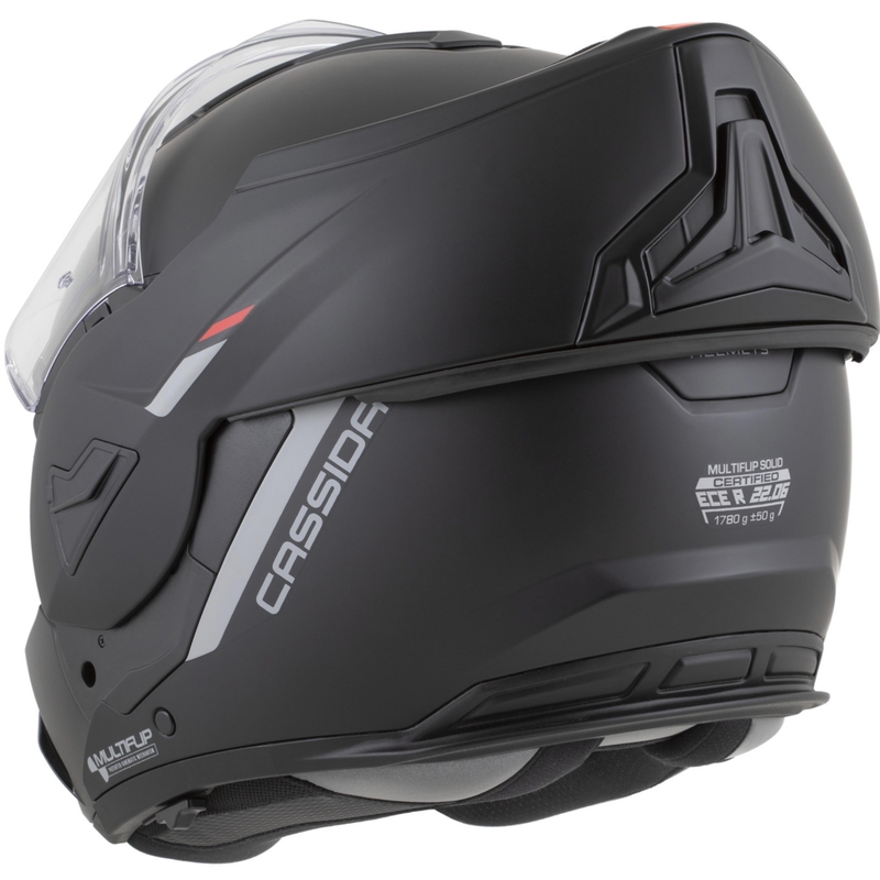 Cassida MultiFlip Korp opklapbare motorhelm, matzwart-rood-grijs