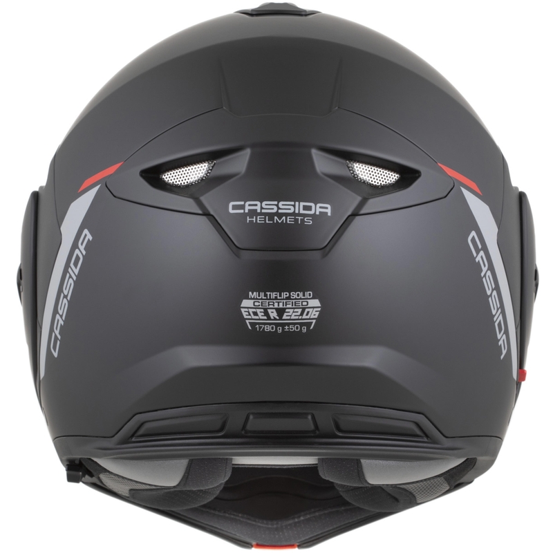 Cassida MultiFlip Korp opklapbare motorhelm, matzwart-rood-grijs
