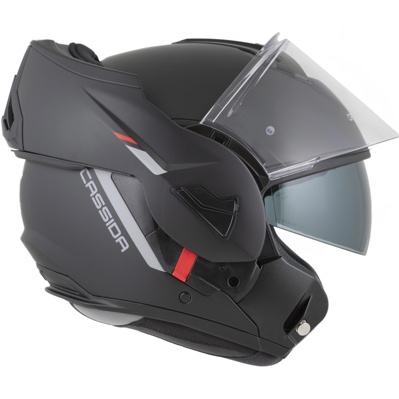 Cassida MultiFlip Korp opklapbare motorhelm, matzwart-rood-grijs