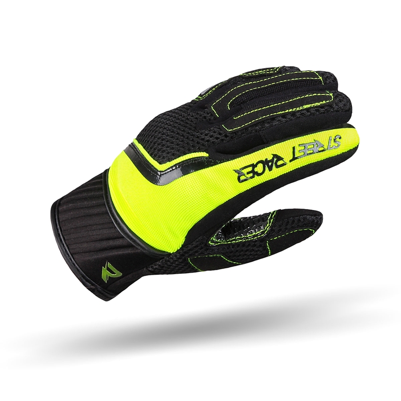 Street Racer Stunt Motorhandschoenen Zwart-Fluo Geel