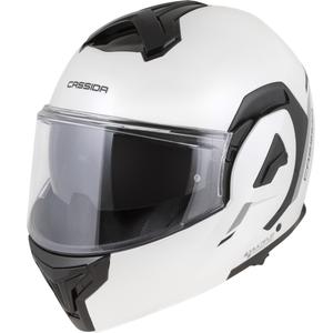 Cassida MultiFlip Solid flip-up motorhelm parelwit-zwart