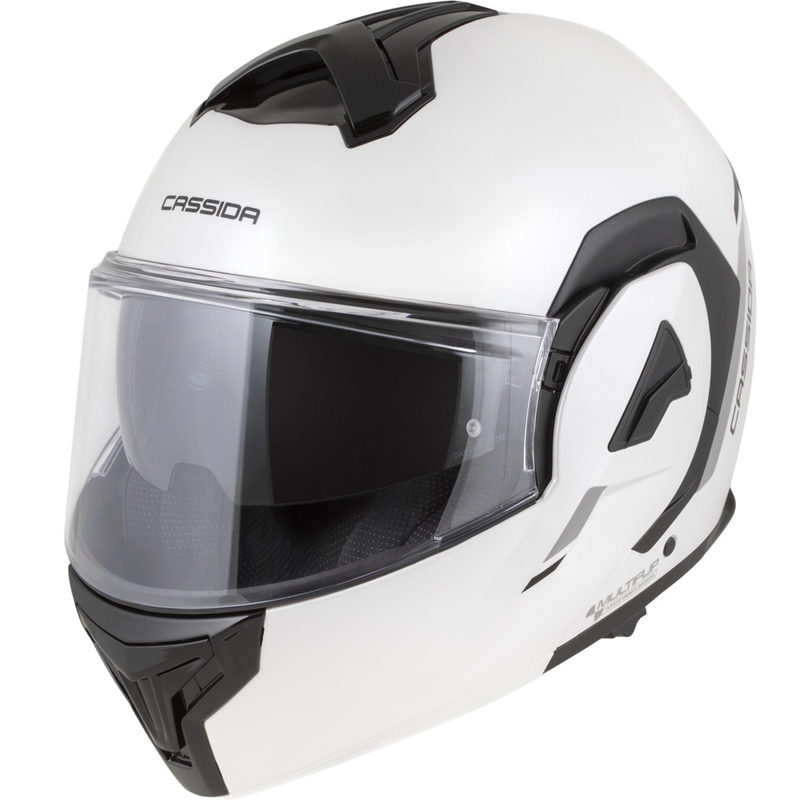 Cassida MultiFlip Solid flip-up motorhelm parelwit-zwart
