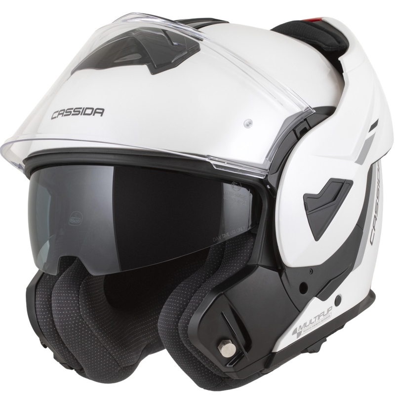 Cassida MultiFlip Solid flip-up motorhelm parelwit-zwart