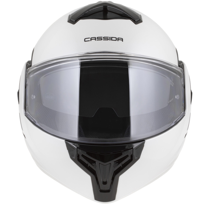 Cassida MultiFlip Solid flip-up motorhelm parelwit-zwart