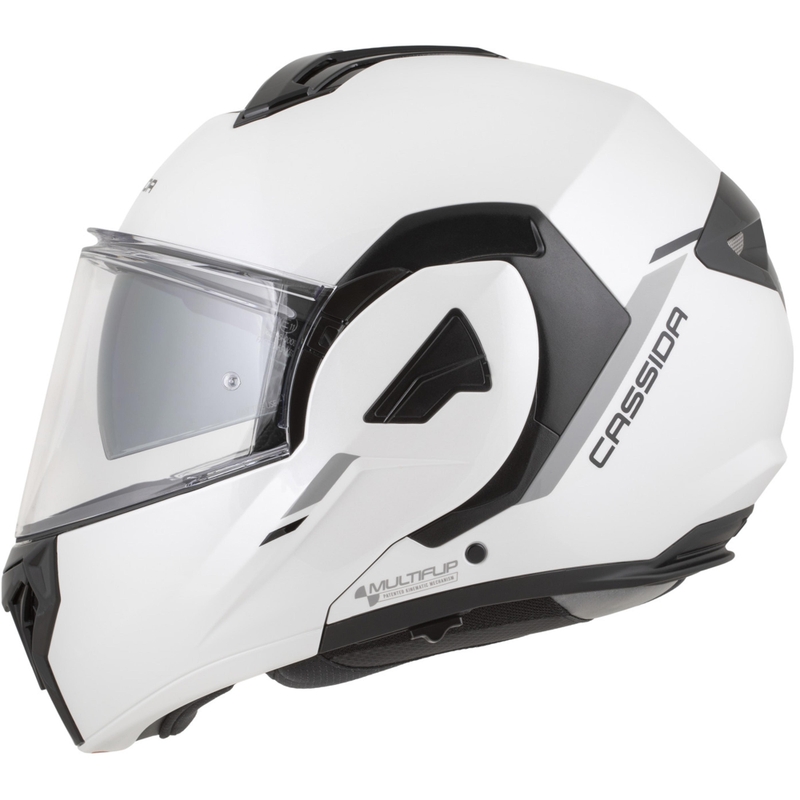 Cassida MultiFlip Solid flip-up motorhelm parelwit-zwart