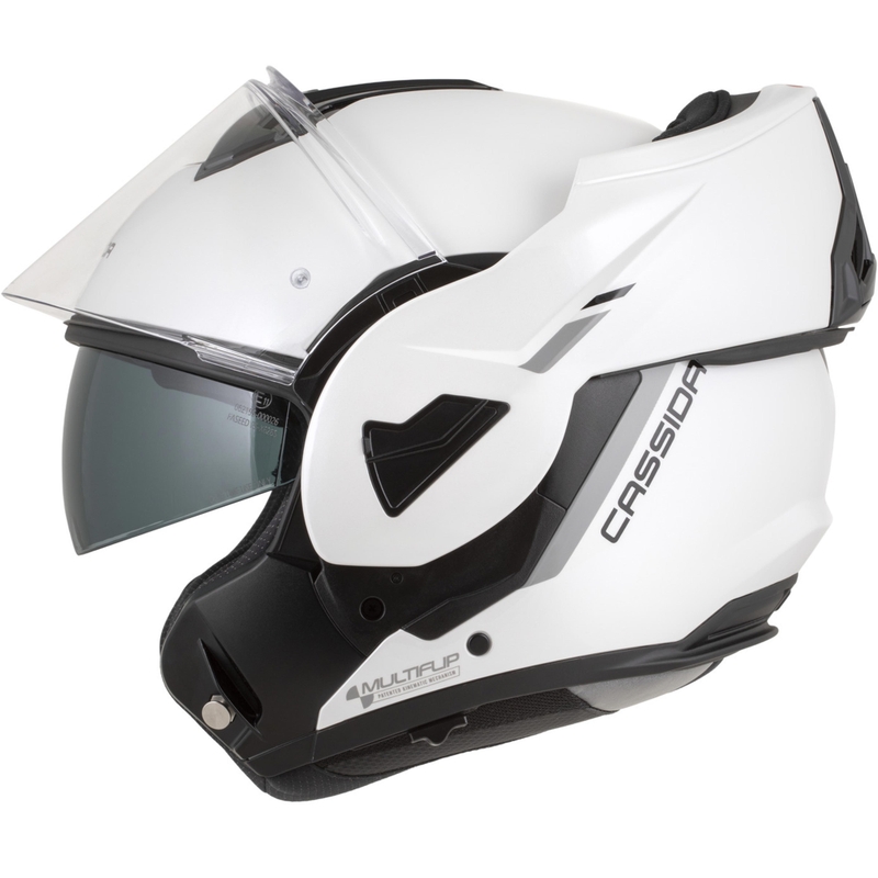 Cassida MultiFlip Solid flip-up motorhelm parelwit-zwart