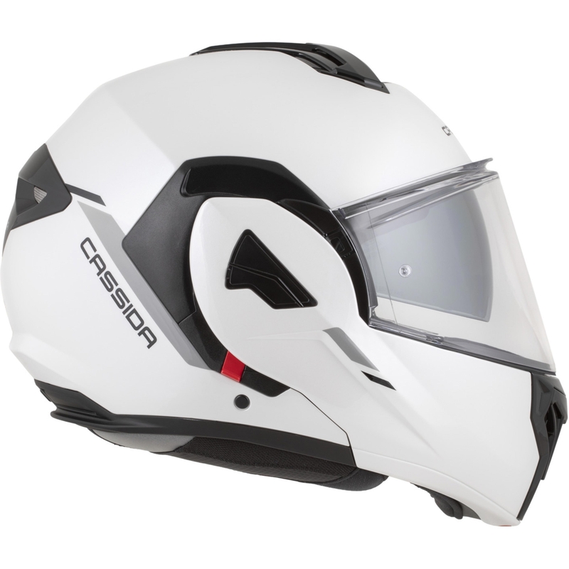 Cassida MultiFlip Solid flip-up motorhelm parelwit-zwart