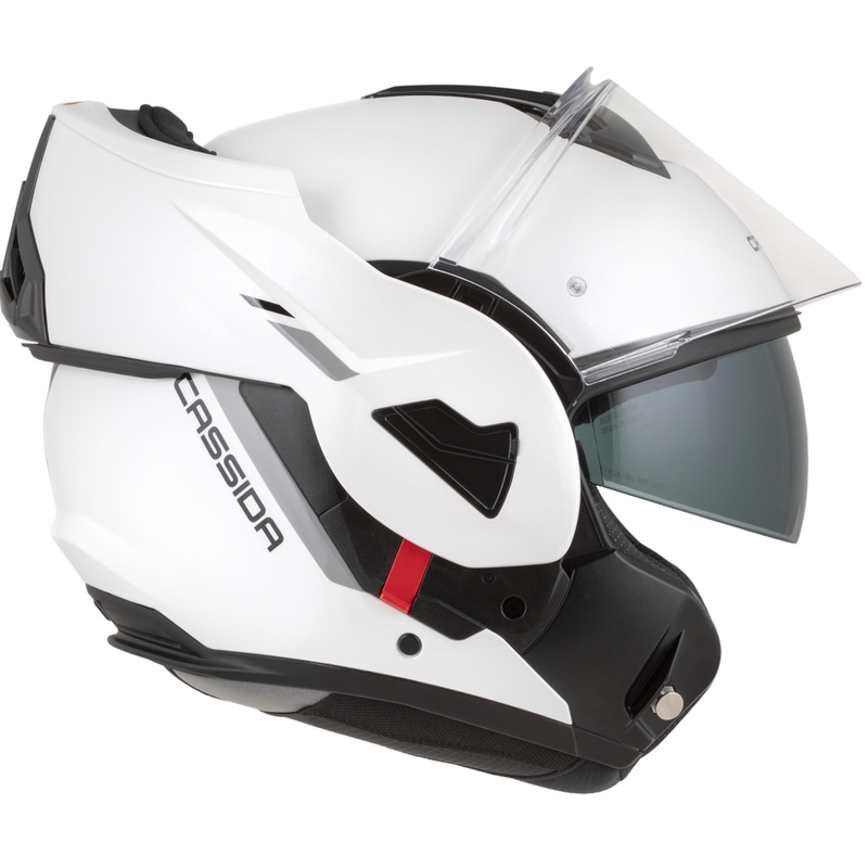 Cassida MultiFlip Solid flip-up motorhelm parelwit-zwart