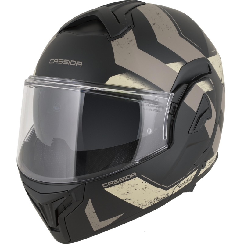 Cassida MultiFlip Korp opklapbare motorhelm matzwart-zand-khaki