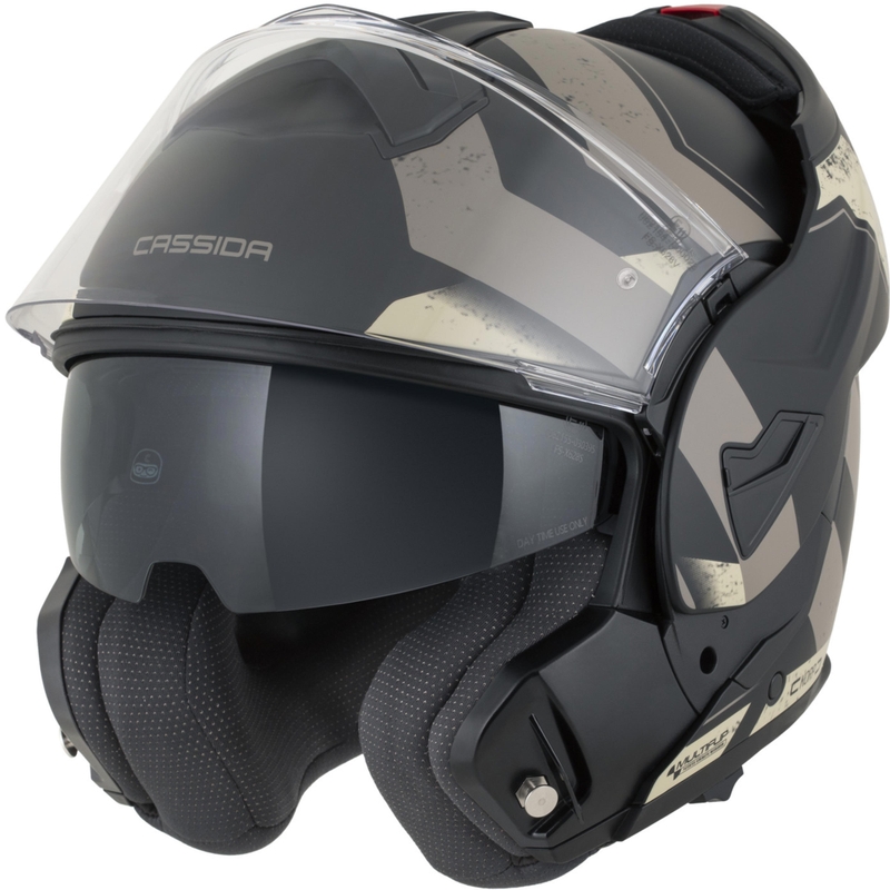 Cassida MultiFlip Korp opklapbare motorhelm matzwart-zand-khaki