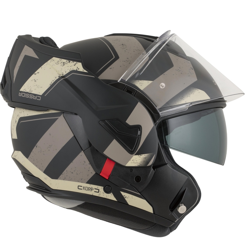Cassida MultiFlip Korp opklapbare motorhelm matzwart-zand-khaki