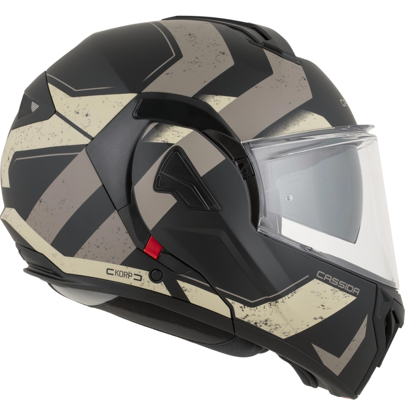Cassida MultiFlip Korp opklapbare motorhelm matzwart-zand-khaki