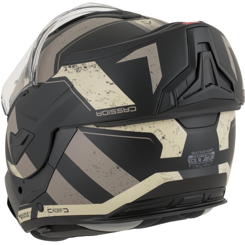 Cassida MultiFlip Korp opklapbare motorhelm matzwart-zand-khaki